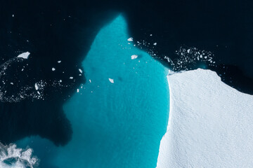 greenland iceberg aerial drone view - obrazy, fototapety, plakaty