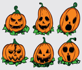 halloween pumpkins set
