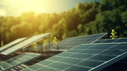 Successful investment in the renewable energy industry with charts and data on solar panel installation shown in stock market index