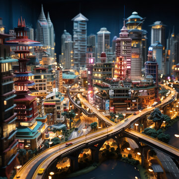 the night city of the future is all illuminated, Al Generation
