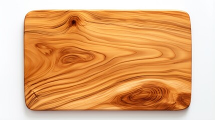New olive wood cutting board on white background