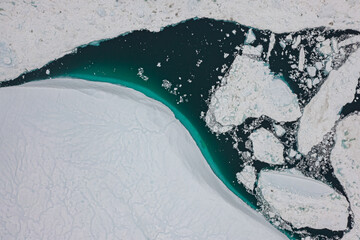 greenland iceberg glacier aerial drone view - obrazy, fototapety, plakaty