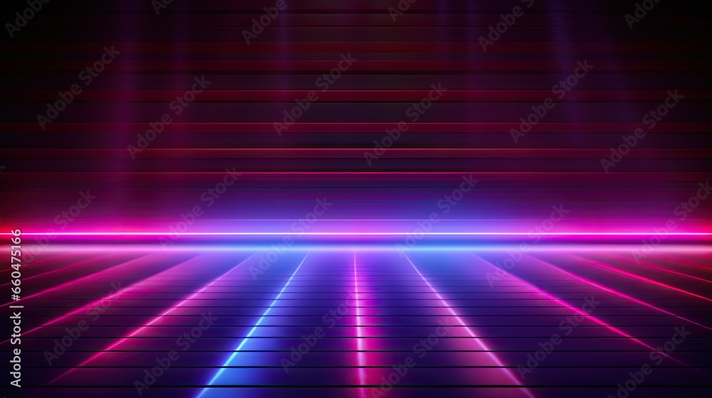Aufkleber Neon lines and rays highlight the product display backdrop