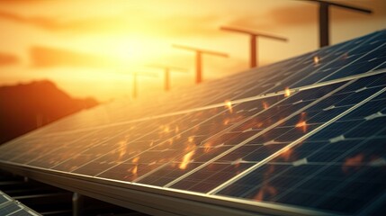 Successful investment in the renewable energy industry with charts and data on solar panel installation shown in stock market index