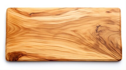 New olive wood cutting board on white background