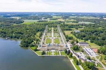 Foto op Aluminium Stockholm, Sweden - June 23, 2019: Drottningholm. Drottningholms Slott. Well-preserved royal residence with a Chinese pavilion, theater and gardens. Aerial photography © nikitamaykov