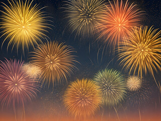 Obraz premium Christmas and New year holiday fireworks in the sky abstract. Image is generated with the use of an Artificial intelligence
