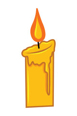 candle on a white background. Candle burning, vector illustration.
