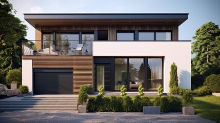 Fototapeta premium Standard exterior of contemporary suburban residence