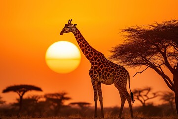 Fototapeta na wymiar Giraffe Silhouette