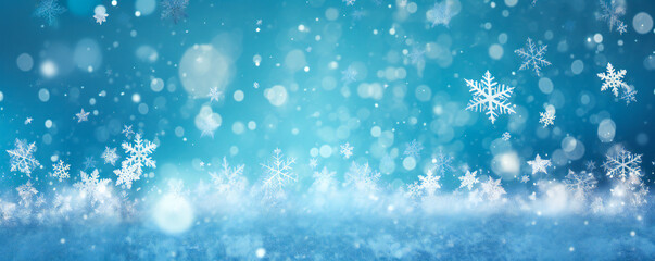 Abstract winter background with snow and snowflakes