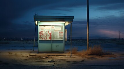 Twilight ticket booth sign lit up