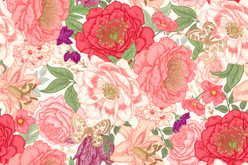 Seamless floral background. Vector - 660477554