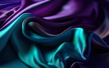 Fototapeta premium Silk satin. Gradient. Wavy folds. Shiny fabric surface. AI, Generative AI