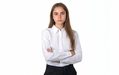 Smart Casual Office Shirt uniform Girl Teenager. AI, Generative AI