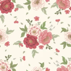 Möbelaufkleber Seamless Floral Pattern. Delicate Blooming Flowers on White Background. Vector. Vintage. © marinavorona