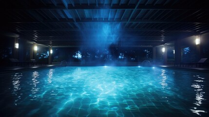 Underwater LED lights make swimming pools a cool and relaxing place to swim perfect for promoting the pool business - obrazy, fototapety, plakaty