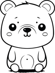 Obraz na płótnie Canvas Cute cartoon bear. Black and white vector illustration for coloring book.
