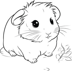 Illustration of a hamster with a plant on a white background