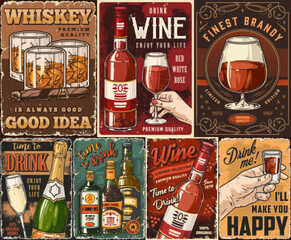 Obraz premium Alcohol bar set poster colorful