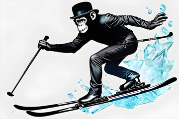 a skiing monkey. generative AI