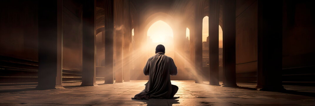 person kneeling in repentance and contrition, seeking forgiveness and renewal through prayer and faith.