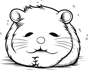 Hamster black and white vector illustration. Cute hamster.