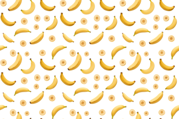 bananas and slices of banana, seamless pattern background