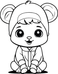 Coloring book for children. Cute cartoon monkey. Vector illustration.