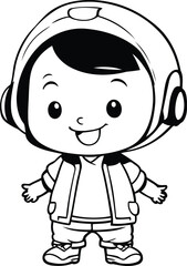 Illustration of a Kid Boy Wearing a Astronaut Helmet Vector