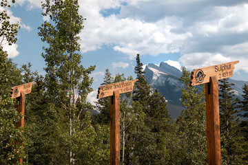 Signs of some mountains in Canada
