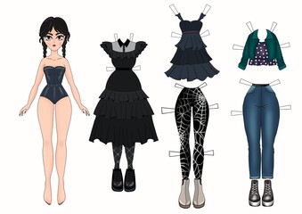 Paper doll with dress for print 