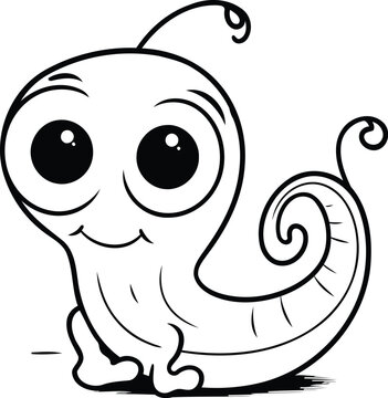 Black and White Cartoon Illustration of Cute Octopus Character Coloring Book