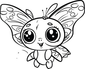 Cute butterfly. Coloring book for children. Vector illustration.