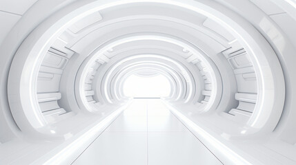 3d rendering of white abstract sci-fi tunnel