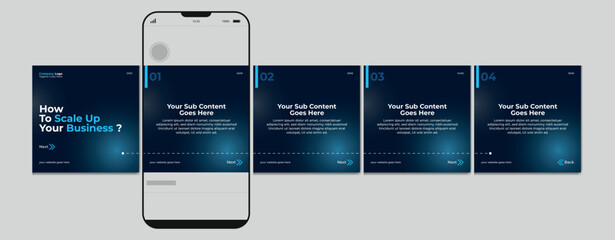 Set of Linkedin Carousel Post, editable social media Instagram carousel post, modern and creative business carousel post template, eps 10.