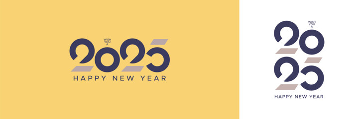 Happy new year 2025 with minimalist logo number. 2025 new year celebration - obrazy, fototapety, plakaty