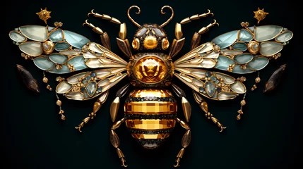 Rolgordijnen A bee made of beautiful gemstones © Cybonad