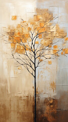 
Árvore abstrata moderna em tons terrosos e cobre