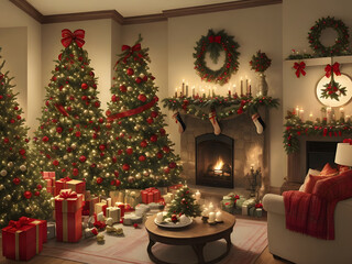 Christmas day celebration. Image is generated with the use of an Artificial intelligence