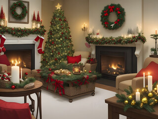 Christmas day celebration. Image is generated with the use of an Artificial intelligence