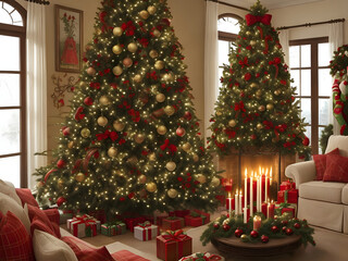 Christmas day celebration. Image is generated with the use of an Artificial intelligence