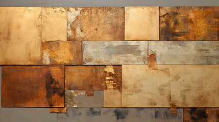 textura de parede pedra ferro grunge dourado com cinza  - obrazy, fototapety, plakaty