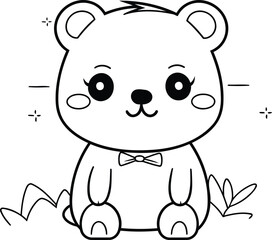 Obraz na płótnie Canvas cute bear with bowtie kawaii character vector illustration design