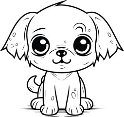 Cute Cartoon Chihuahua   Black and White Vector Illustration