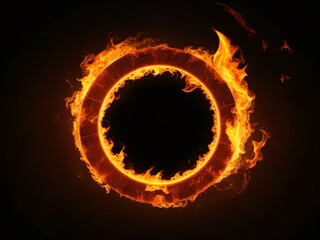 Huge ring of fire on a black background