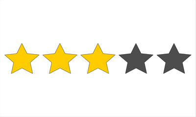 three star rating image in a white rectangular - obrazy, fototapety, plakaty