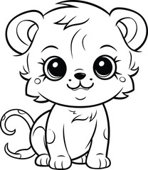 Cute baby lion   Coloring book for children. Vector illustration