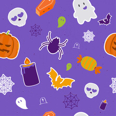 Halloween illustrations background patterns, Halloween stickers. Trick or treat design, Halloween wrapping paper