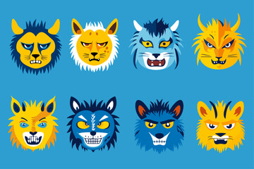 A collection of funny monsters or animals. A set of cute fantasy or fairy tale creatures. Cartoon characters isolated on background. Bright color children vector illustration in flat style